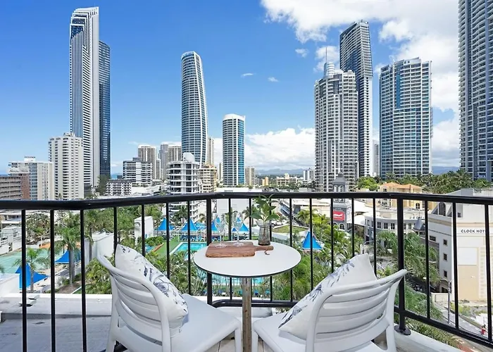 Sea Views At Central Surfers With Spa And Balcony