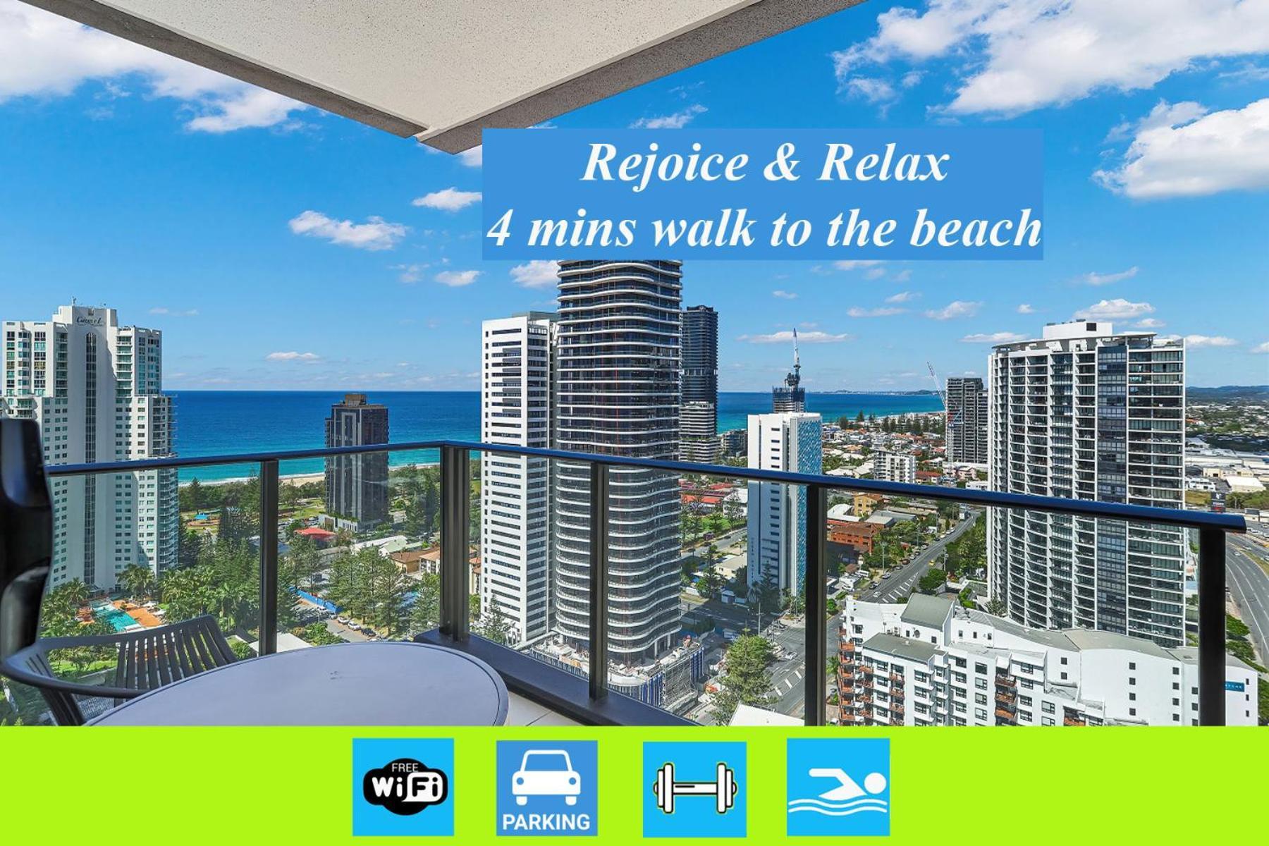 Broadbeach Oceanview Level 26 With Carpark - 4 Mins Walk To The Gold Coast